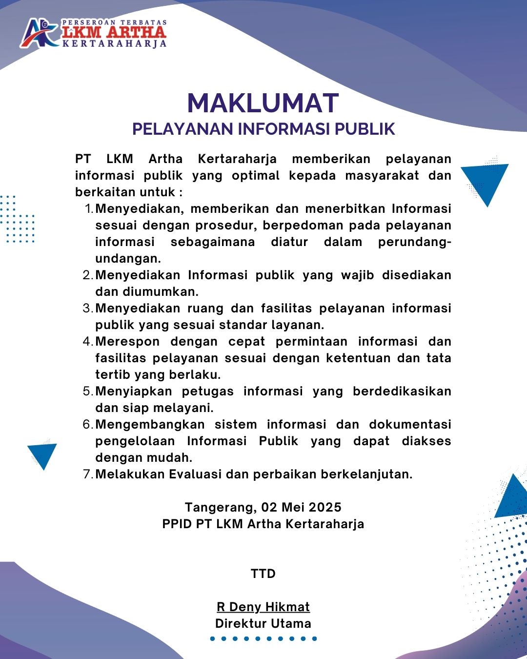 Maklumat Pelayanan Informasi Publik